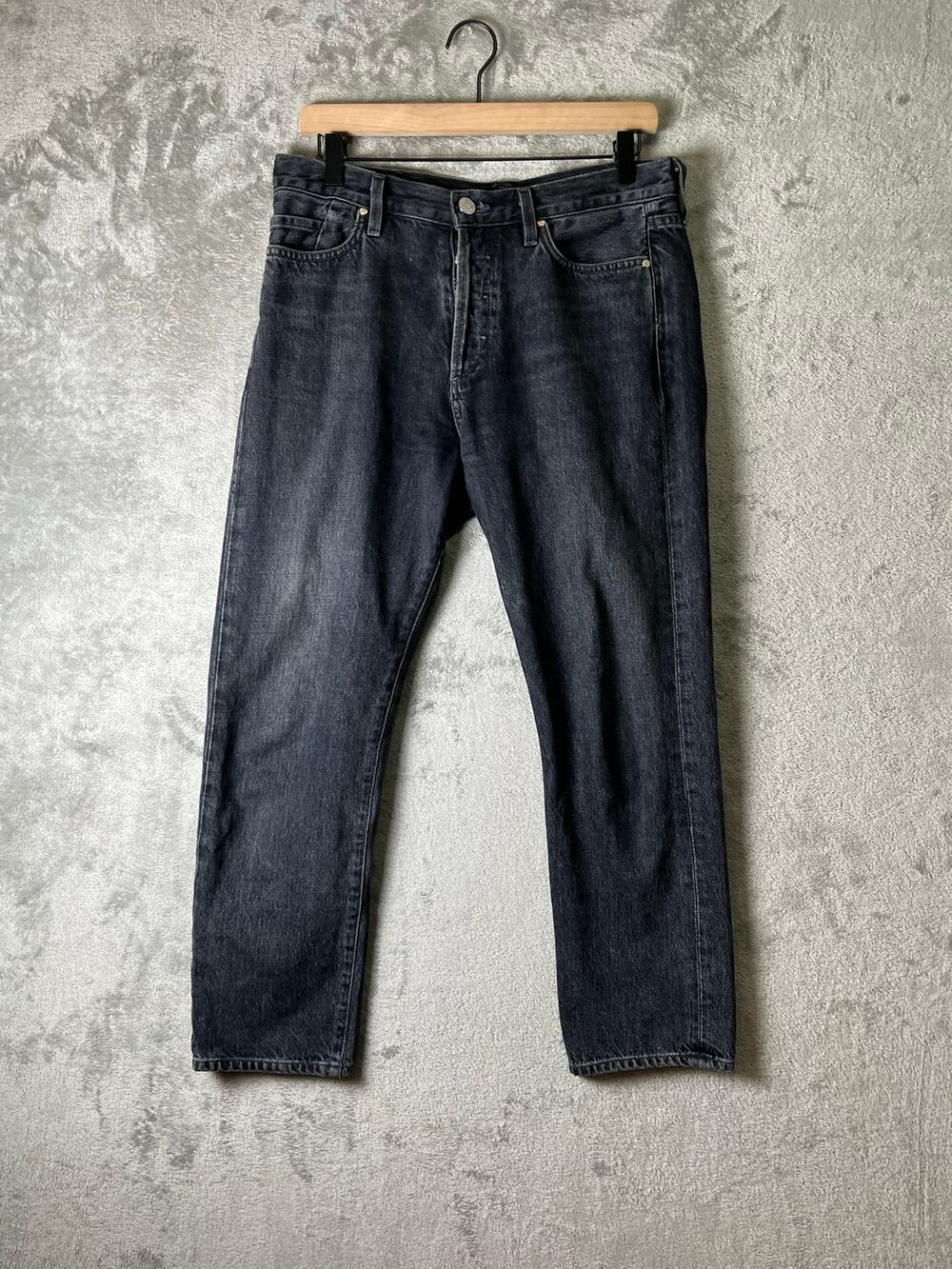 GOLDSIGN Low Slung Crop Jeans Black Relaxed Straight Leg Denim Women's 26